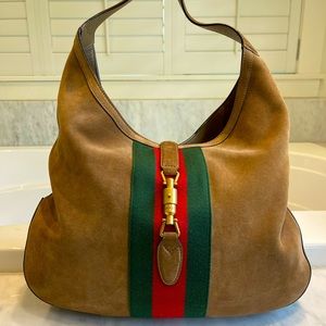 Gucci Jackie Soft Hobo Large Tan Suede Shoulder Bag